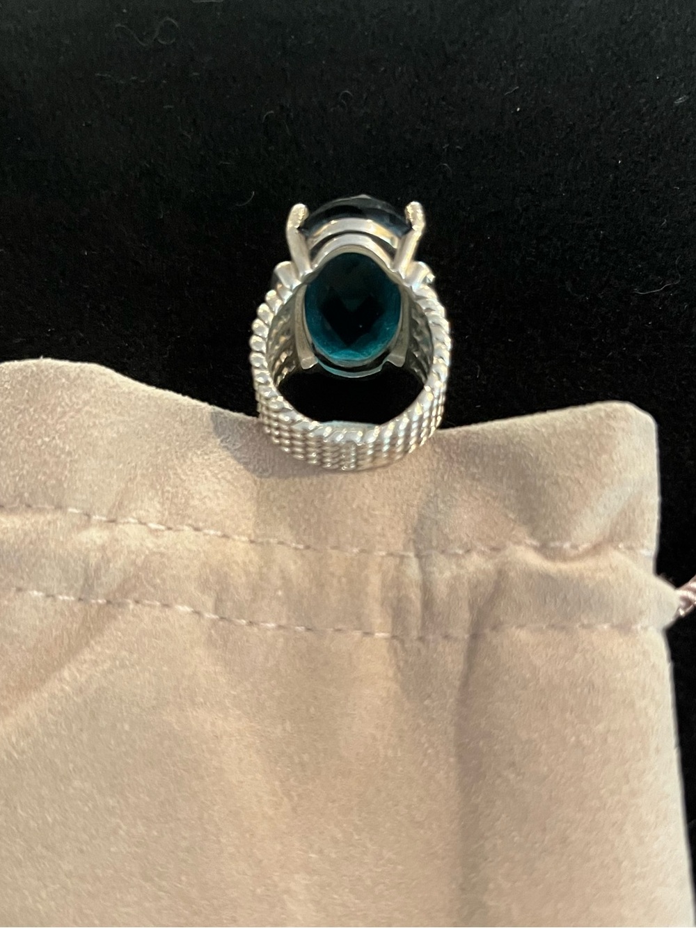 David Yurman Hampton Blue Topaz 16x26 Oval Wheaton Ring Size 7 - Picture 5 of 7